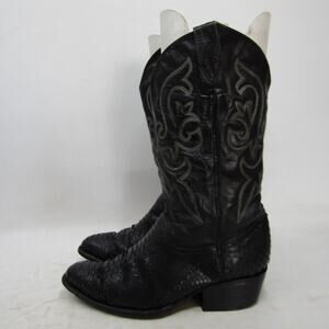 Villano Mens Size 8.5 D Black Leather Snake Print Cowboy Western Boots